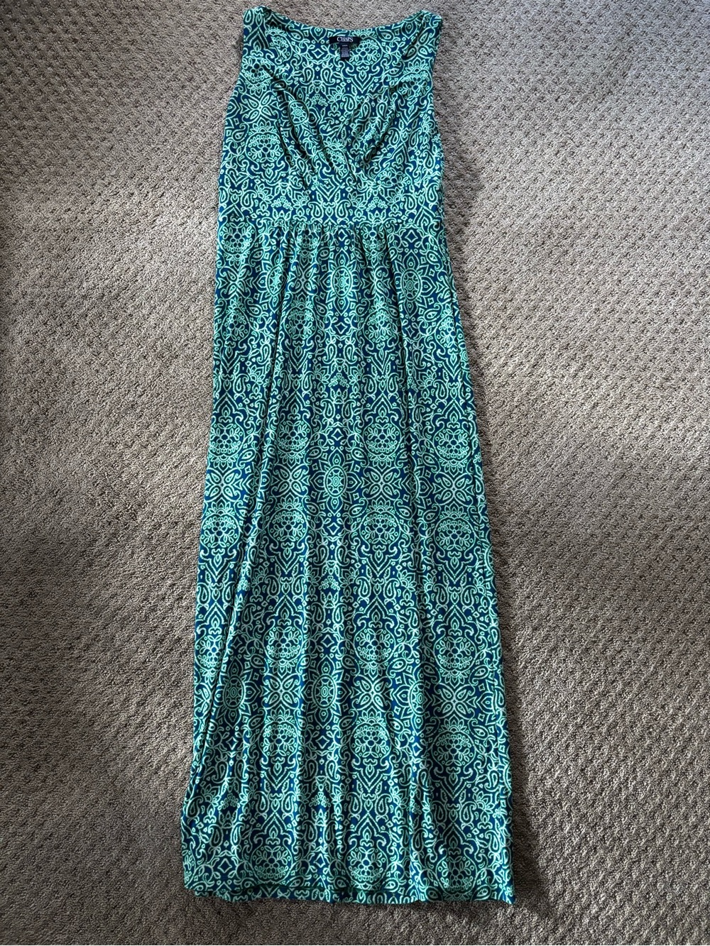 Chaps Women’s Maxi Dress Blue/Green Paisley Print